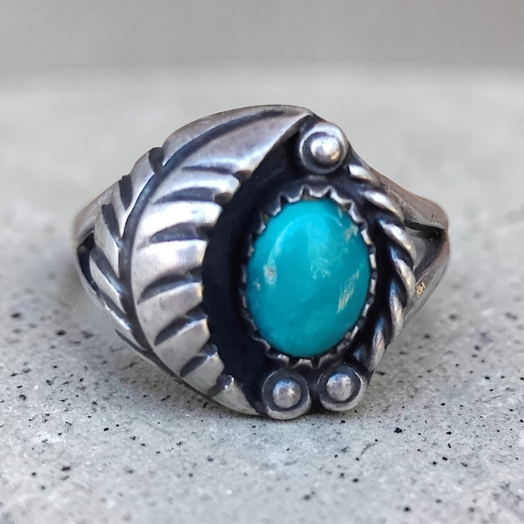 Navajo Jewelry - Vintage Sterling Navajo Nellie Pino Turquoise Ring